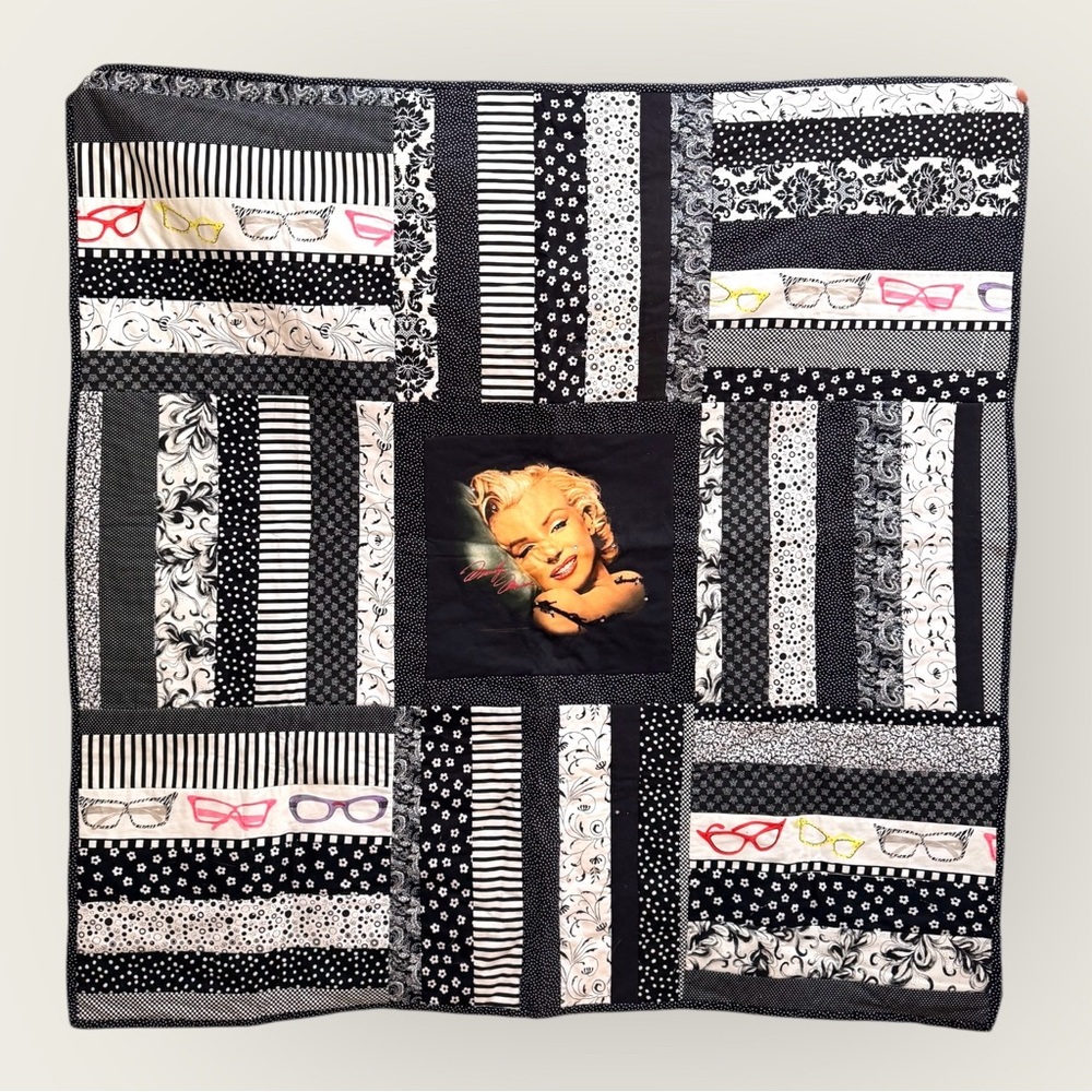 Hand crafted Marilyn Monroe b&w quilt